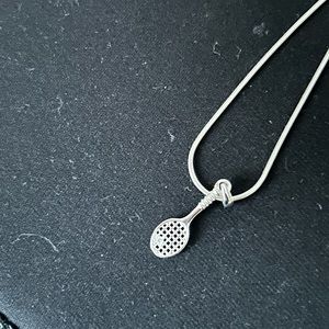 Tennis racket 925 silver necklace